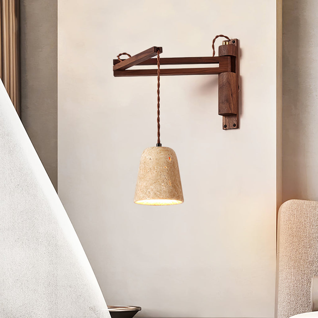 Adjustable Travertine Dome Wall Sconce | Esilora