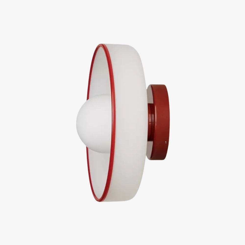 Luminaire mural ou plafonnier moderne Kalo à disque en verre polyvalent, avec bord coloré, pour espaces de vie | Esilora