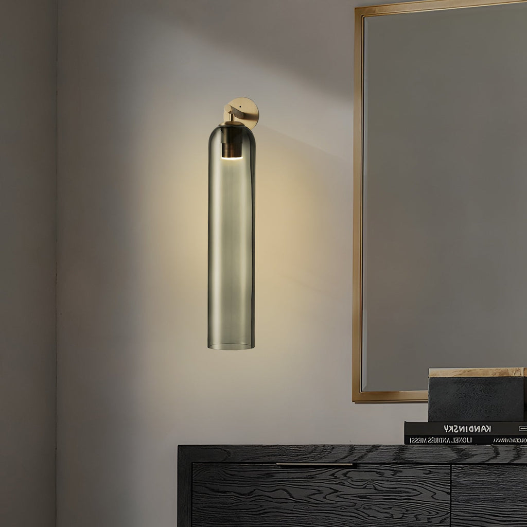 Art Glass Sconce Sand Nickel Smoke Gray Damp-rated LED Wall Light | Esilora