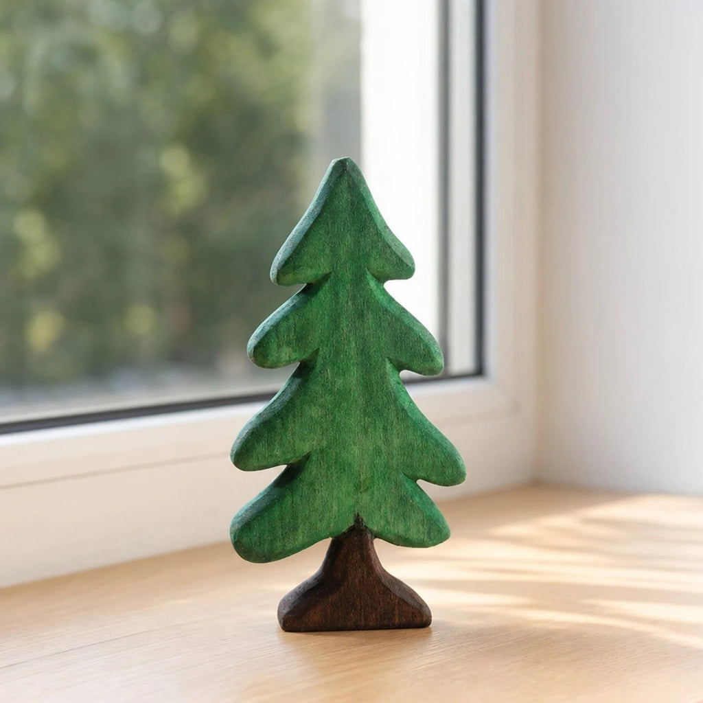 Ornement de table en bois représentant un pin vert fait main | Esilora
