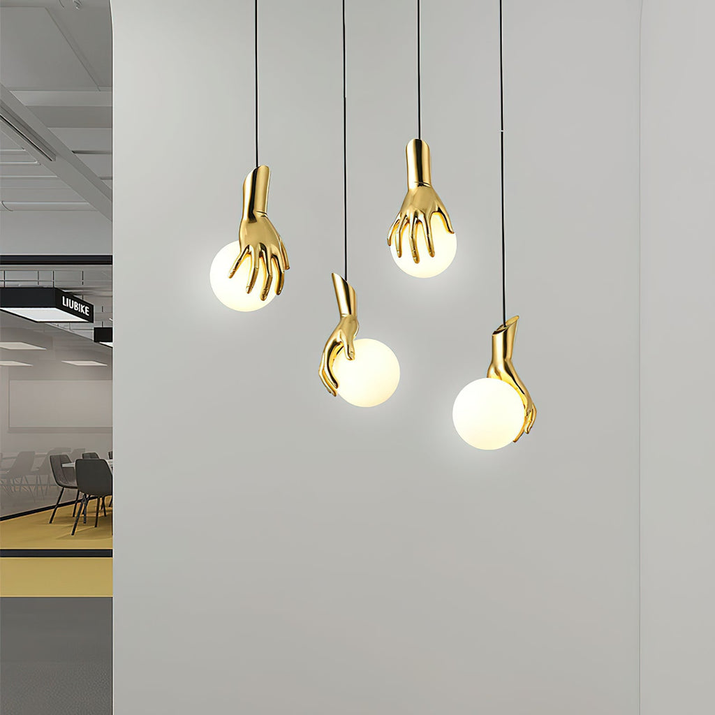 Hand Holding Globe Pendant Light | Esilora
