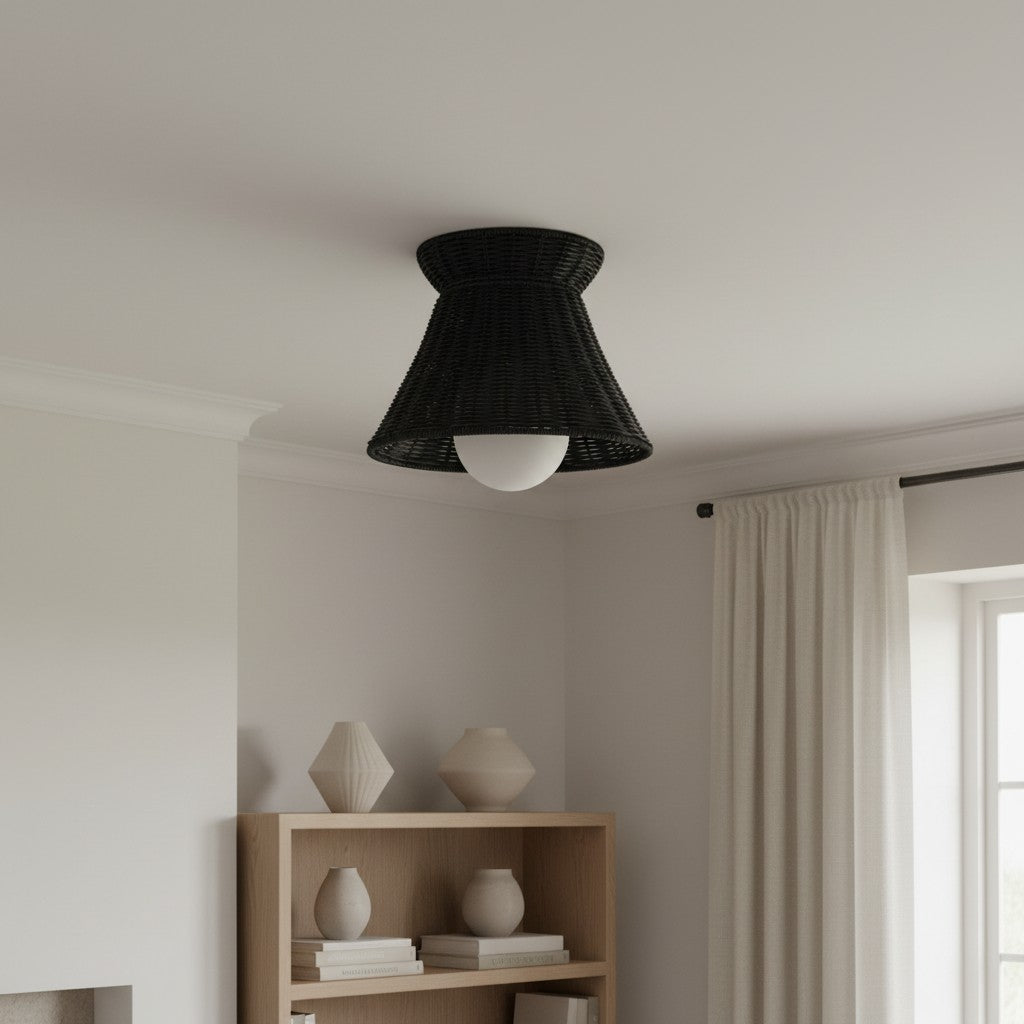 Wickara Woven Organic Silhouette Ceiling Light - Rattan Boho Style for Living Room | Esilora