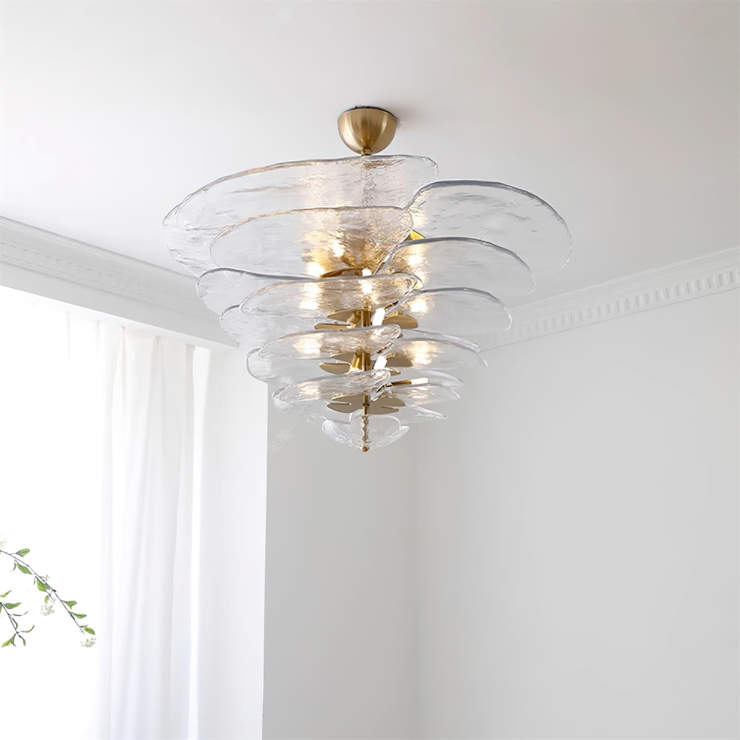 Lotus Leaf Layered Glass Chandelier | Esilora