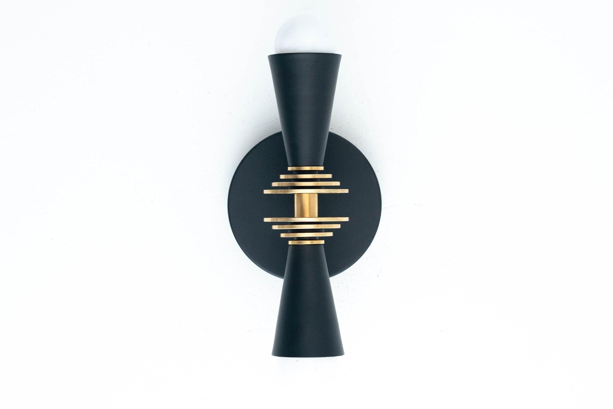 Pyralis Cone Art Deco Wall Sconce – Modern Metal Vanity Light, Vertical or Horizontal Mount | Esilora
