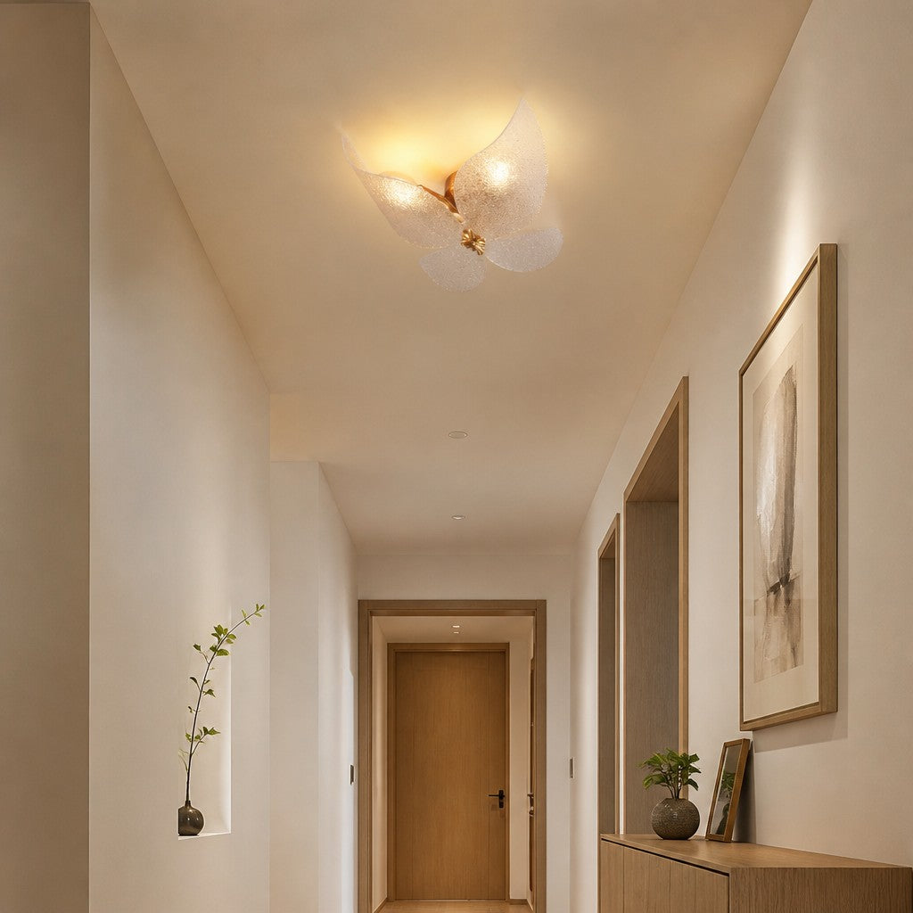 Lucenda Butterfly Flush Mount Ceiling Light - Gold Acrylic Retro Lamp for Hallway and Entryway | Esilora