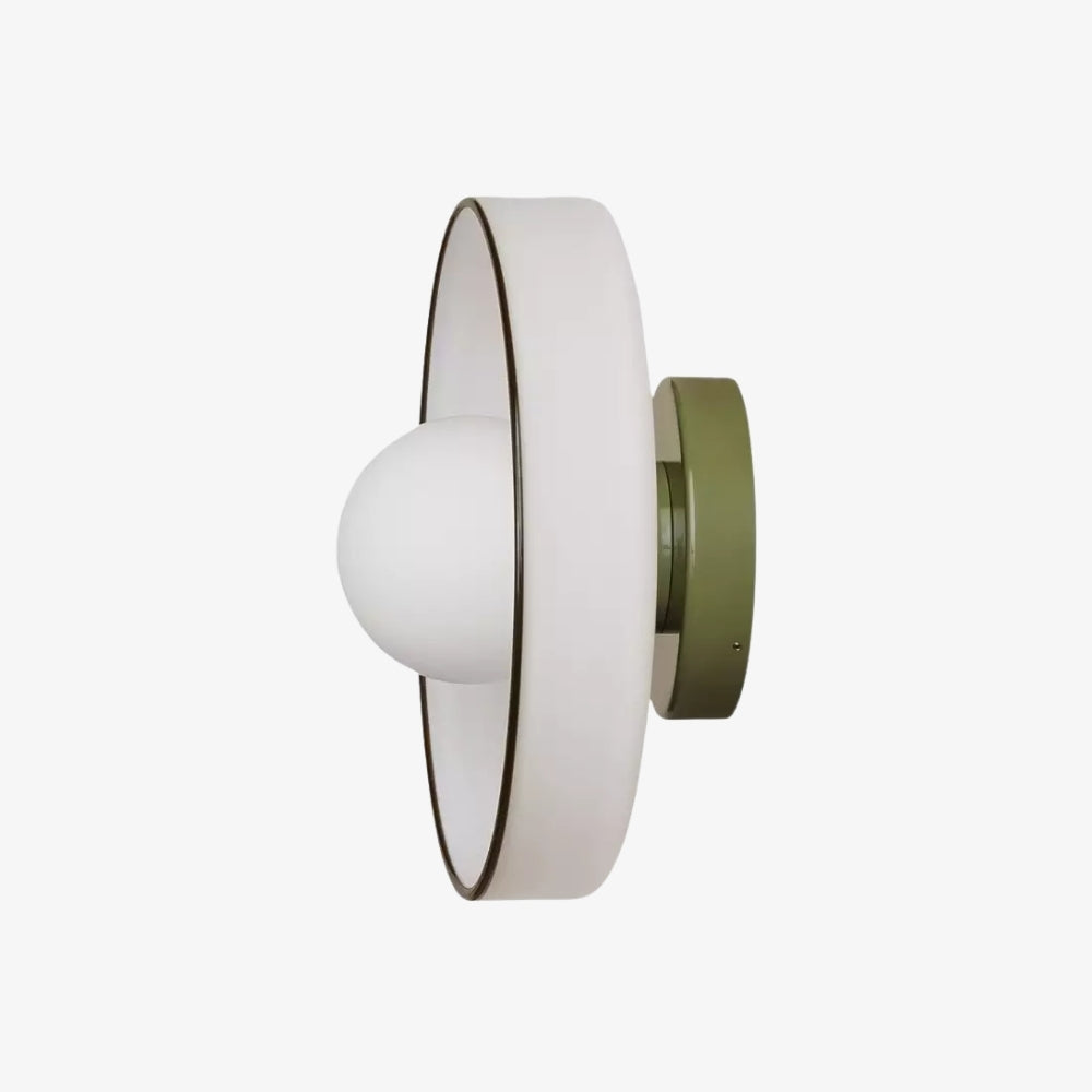 Luminaire mural ou plafonnier moderne Kalo à disque en verre polyvalent, avec bord coloré, pour espaces de vie | Esilora