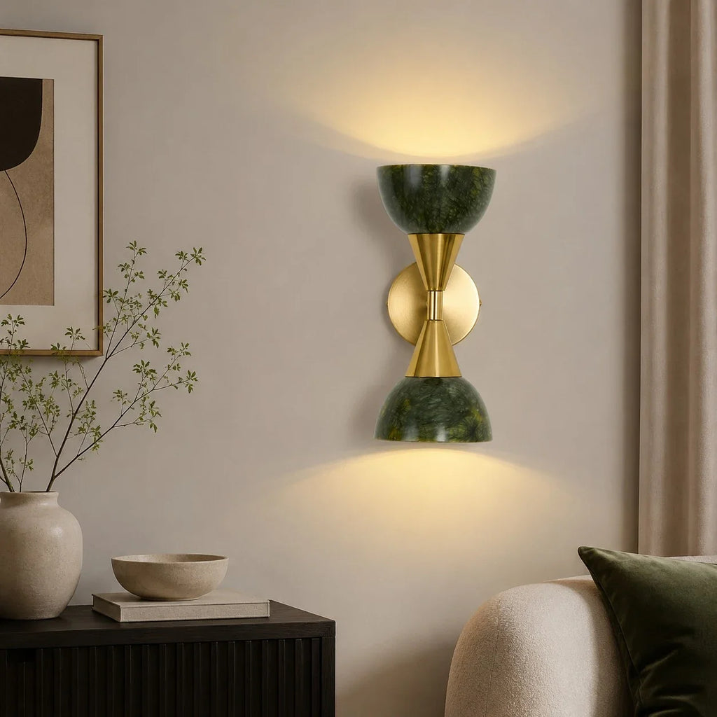Jade Green Gold Up Down Wall Sconce | Esilora