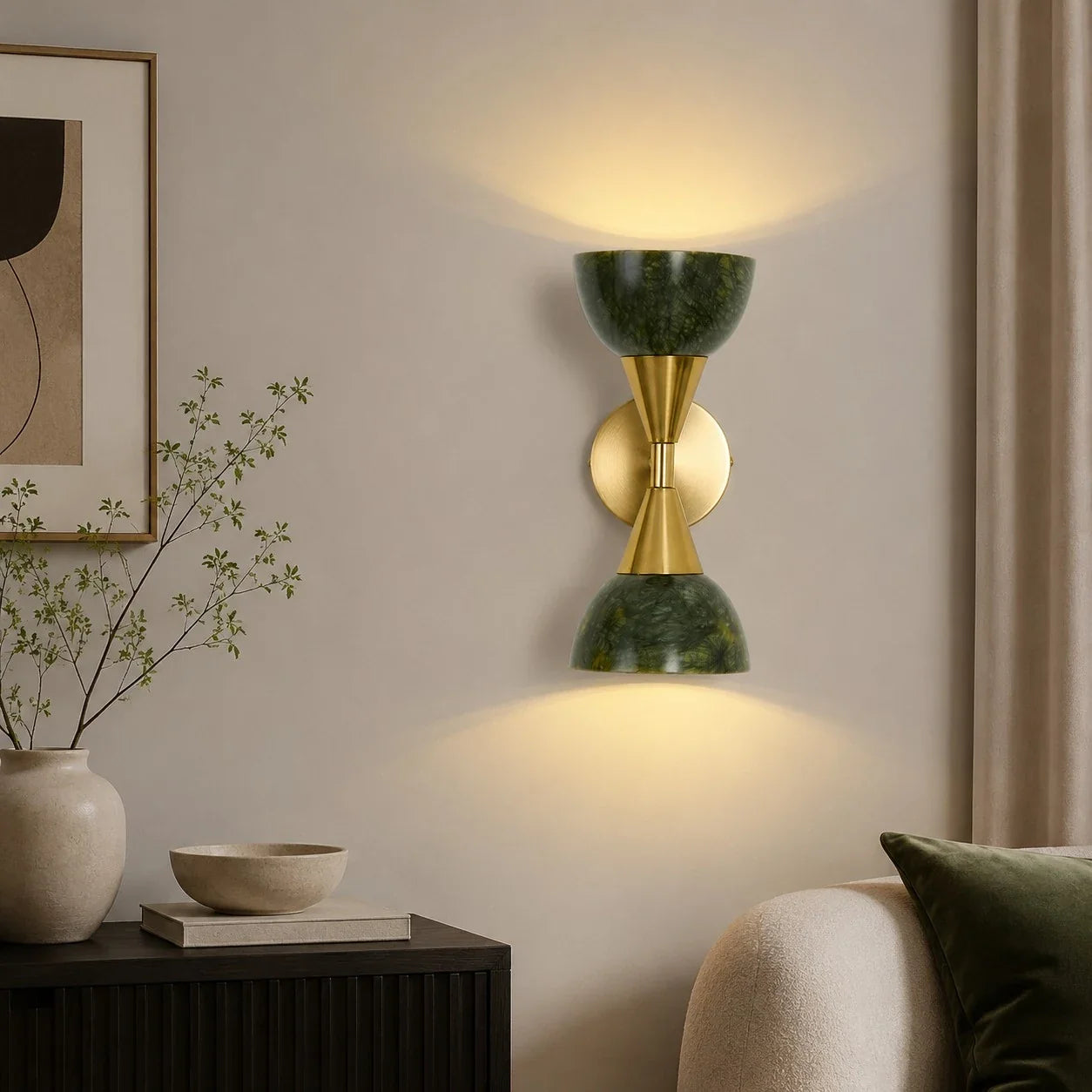 Jade Green Gold Up Down Wall Sconce | Esilora