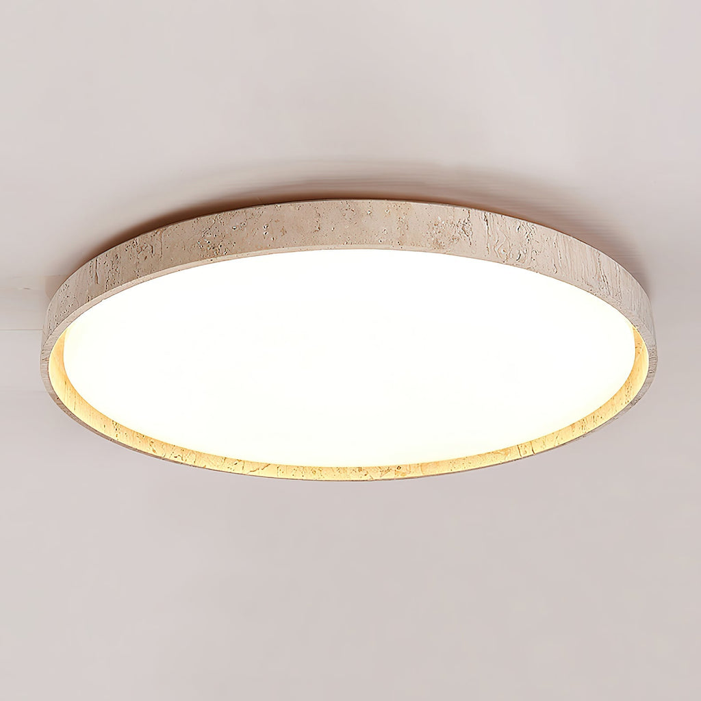 Ultradünne runde Travertin-Deckenlampe | Esilora