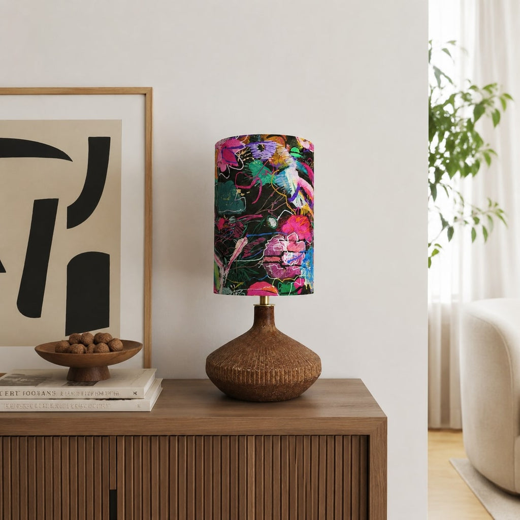 Liberty-Style Fabric Shade Ceramic Table Lamp for Bedside Ambient Lighting | Esilora