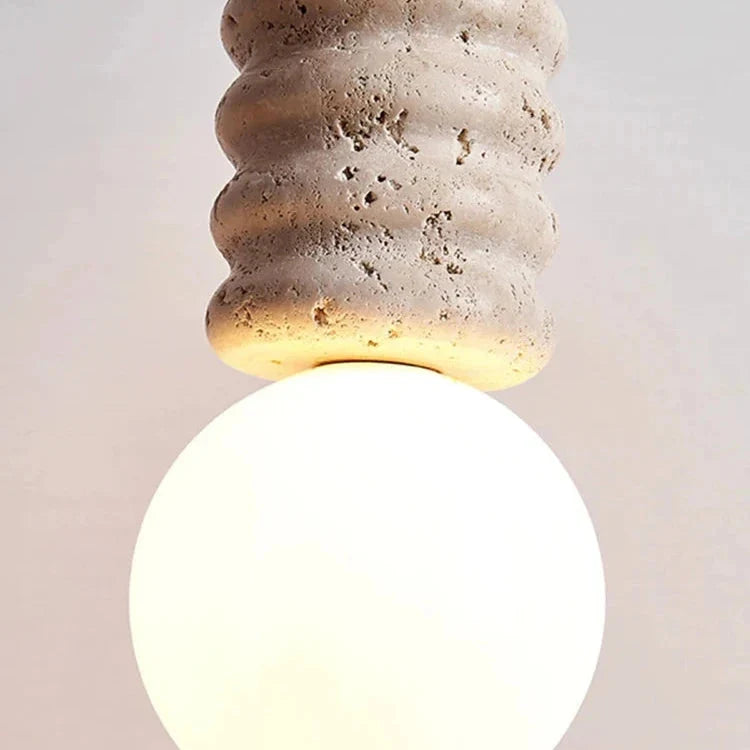 Nowoczesna kamienna lampa wisząca LED przy łóżku | Esilora