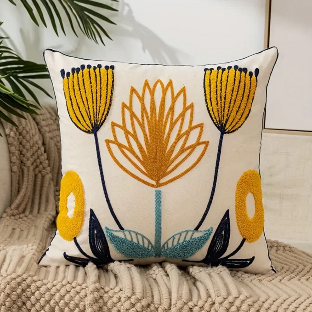 Față de pernă decorativă modernă din bumbac cu imprimeu floral