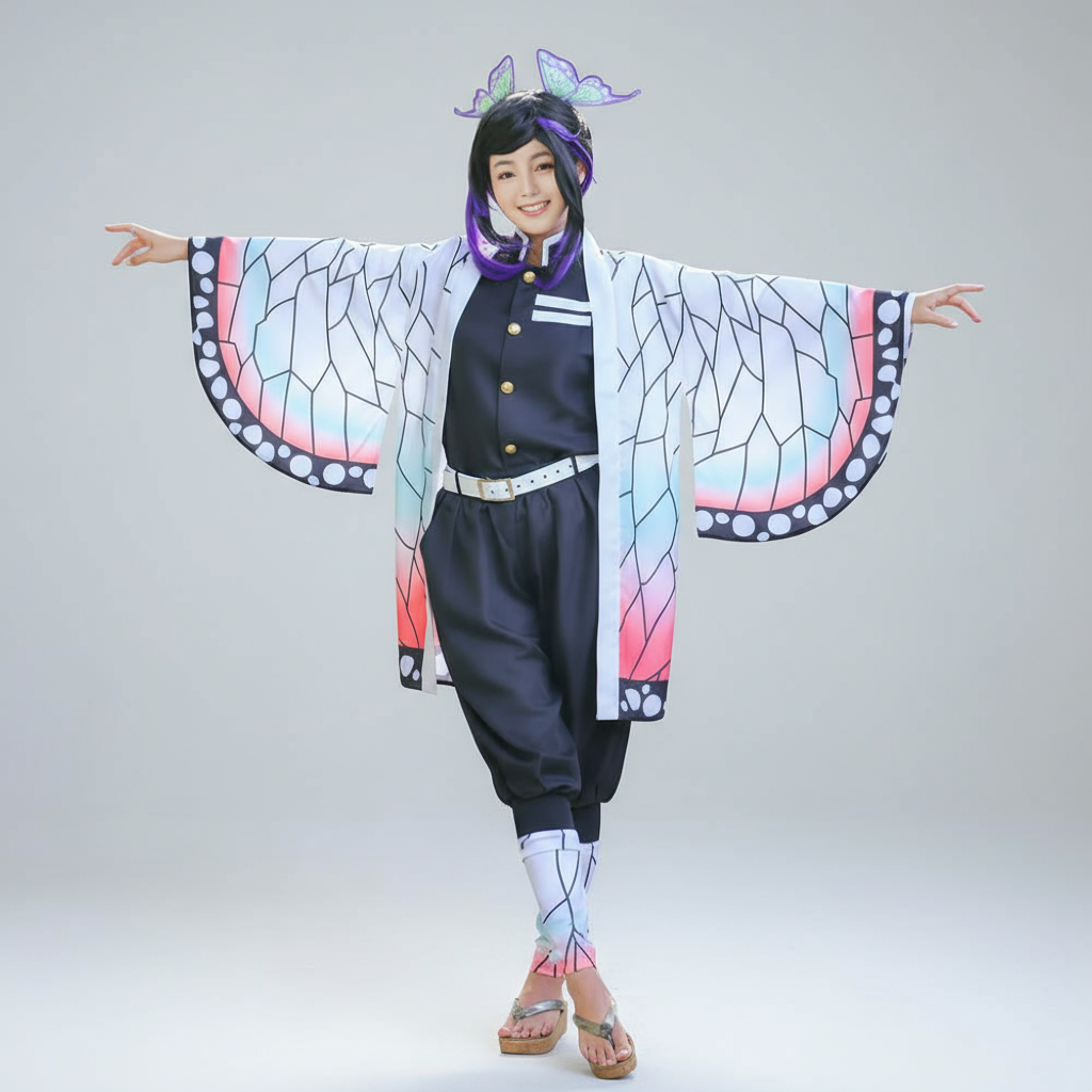 Set complet de costum cosplay din poliester, în stil kimono