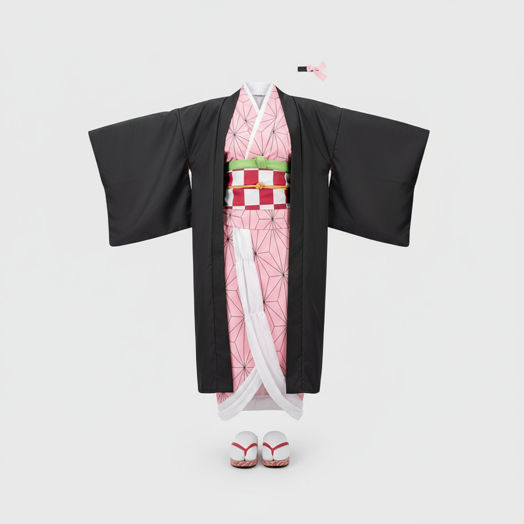 Set complet de costum cosplay din poliester, în stil kimono