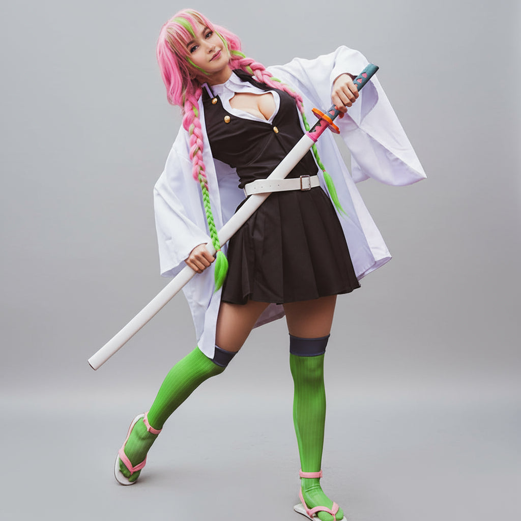 Set complet de costum cosplay din poliester, în stil kimono