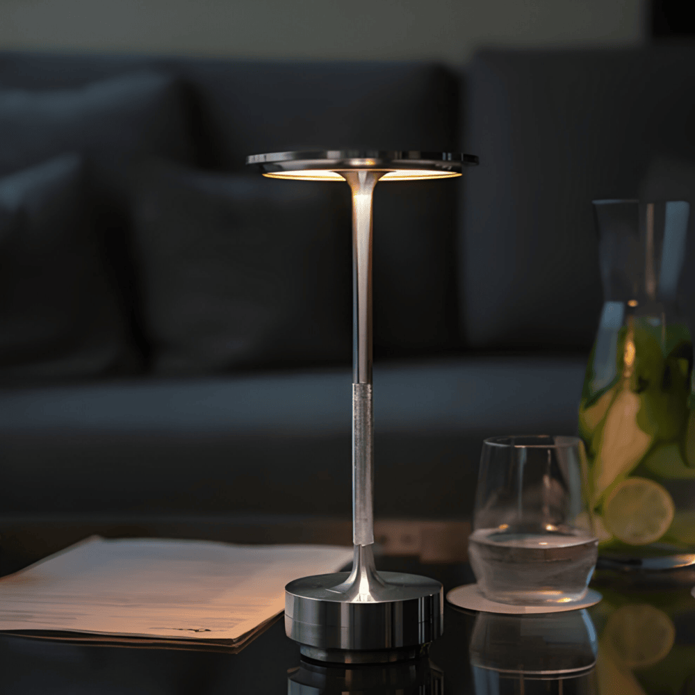 Lámpara de mesa inalámbrica — Luz cálida regulable, control táctil