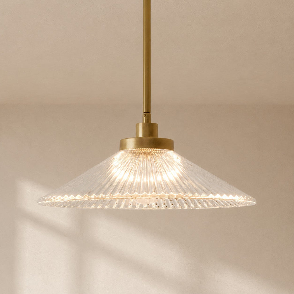 Bravira Ribbed Glass Pendant Light – Brass And Glass Pendant Light With Farmhouse Pendant Light Flair | Esilora