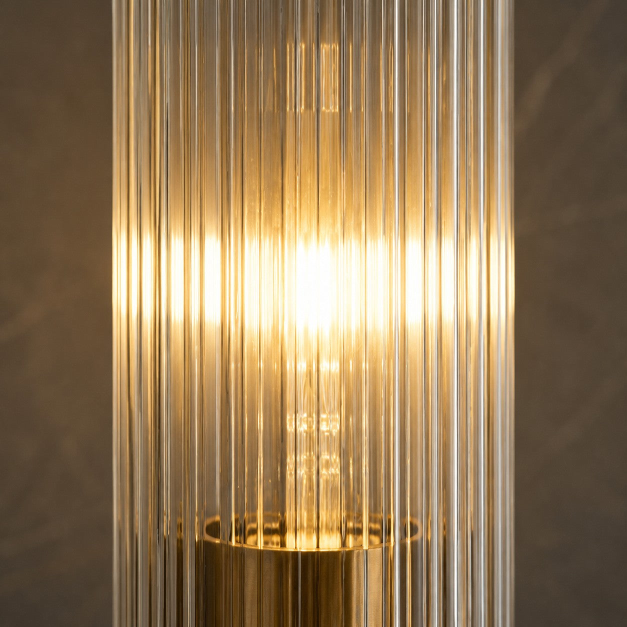 Bravira Glass Tube Wall Sconce - Classic Ribbed Brass Tube Lighting | Esilora