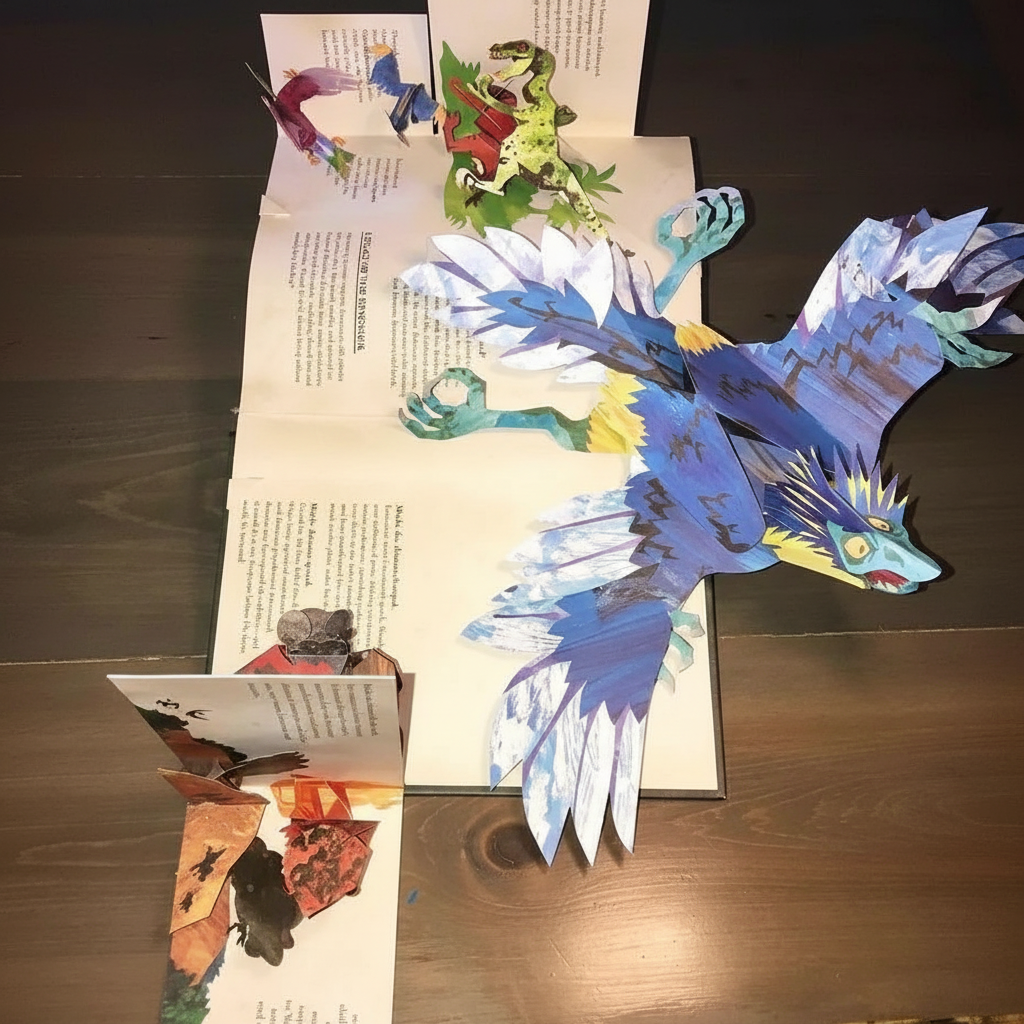 Libro pop-up 3D sui dinosauri per bambini — Scene preistoriche colorate