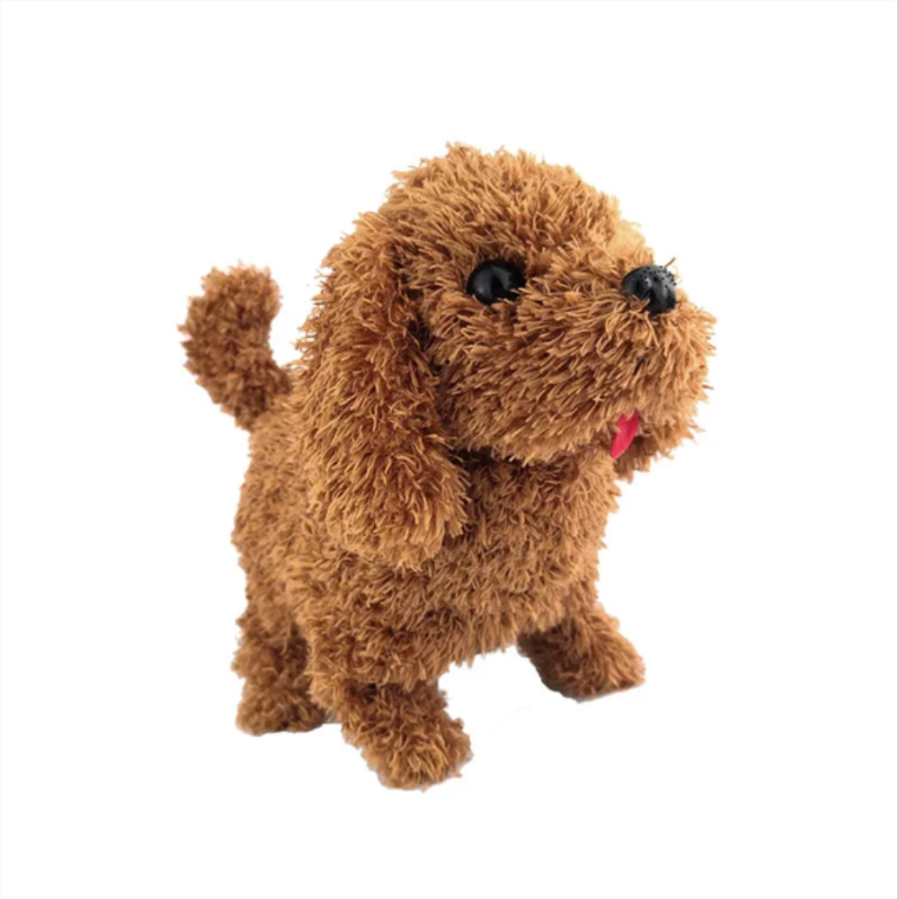 Brinquedo elétrico de peluche em forma de cachorro com movimento
