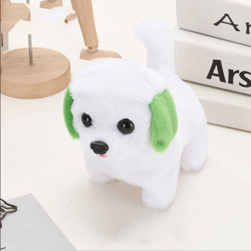 Brinquedo elétrico de peluche em forma de cachorro com movimento
