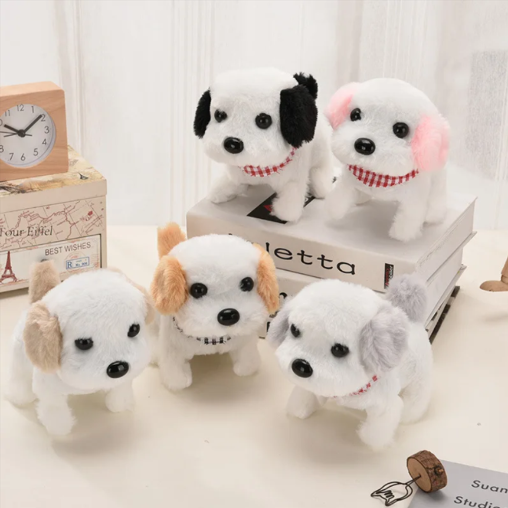 Brinquedo elétrico de peluche em forma de cachorro com movimento