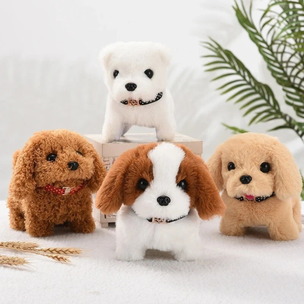 Brinquedo elétrico de peluche em forma de cachorro com movimento