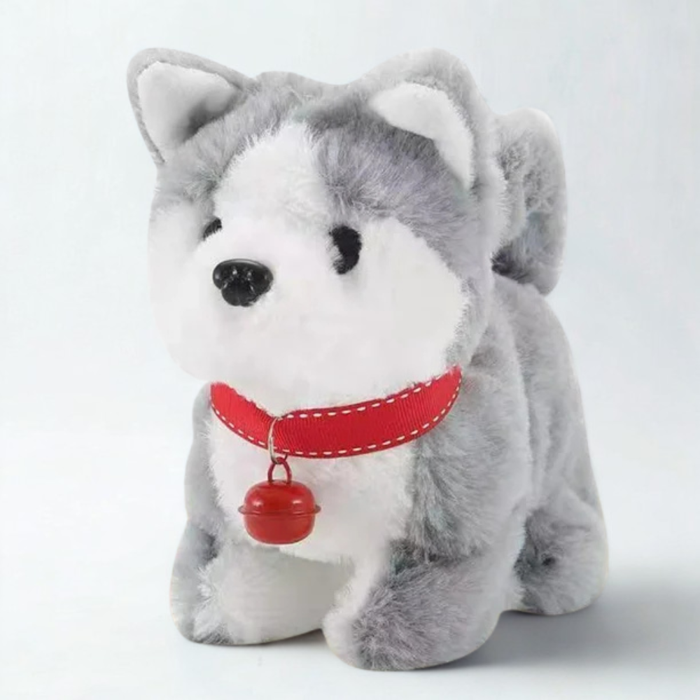 Brinquedo elétrico de peluche em forma de cachorro com movimento
