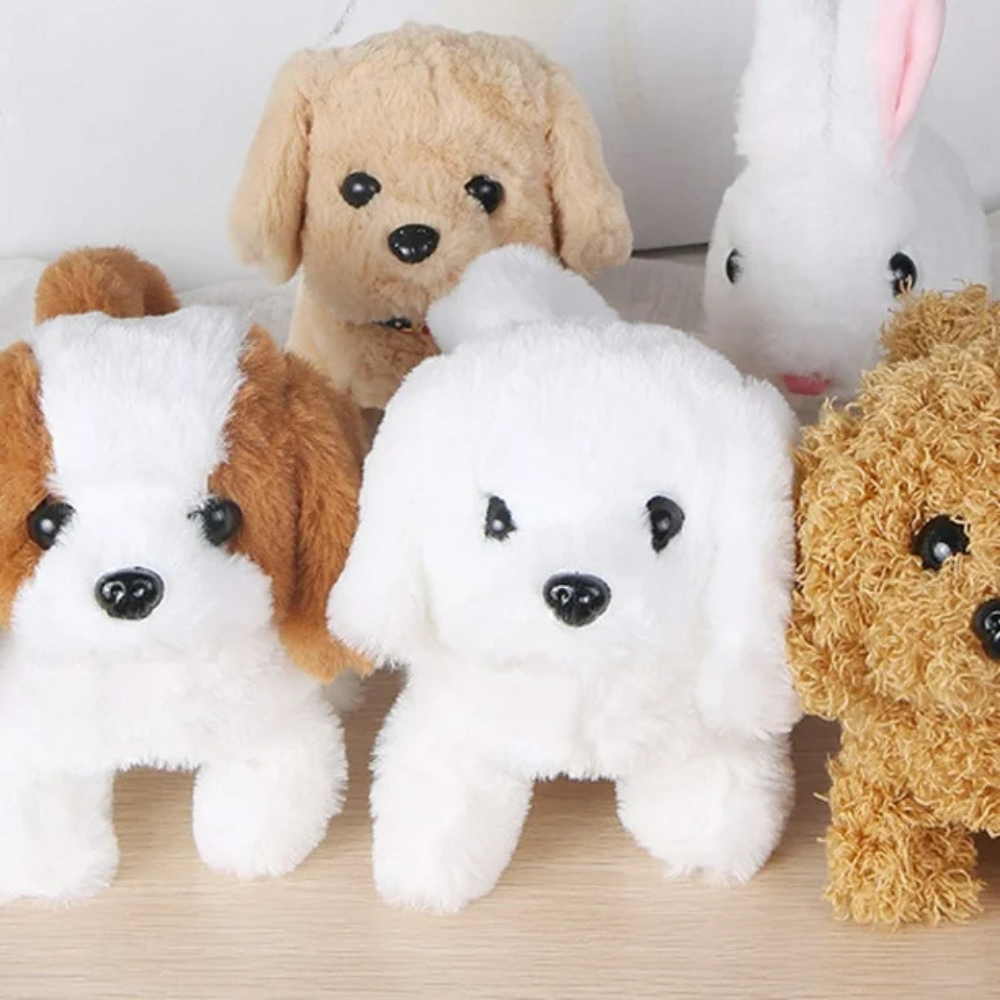 Brinquedo elétrico de peluche em forma de cachorro com movimento