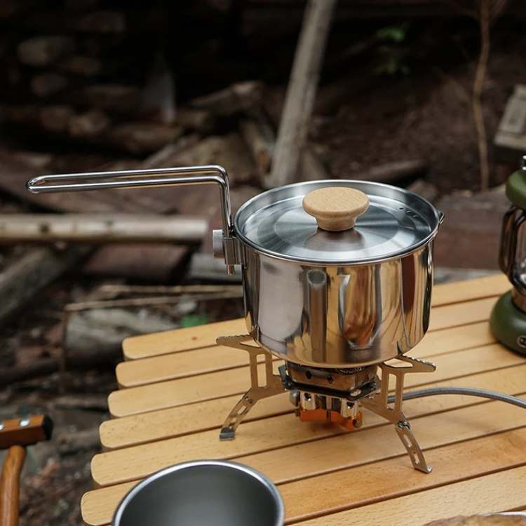 Chaleira em aço inoxidável para campismo – design resistente - Esilora