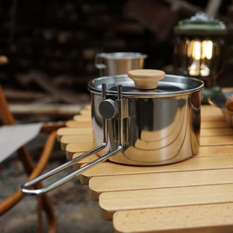 Chaleira em aço inoxidável para campismo – design resistente - Esilora