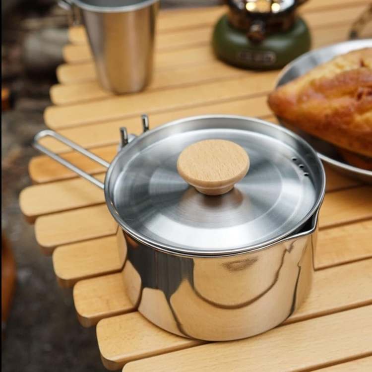 Chaleira em aço inoxidável para campismo – design resistente - Esilora