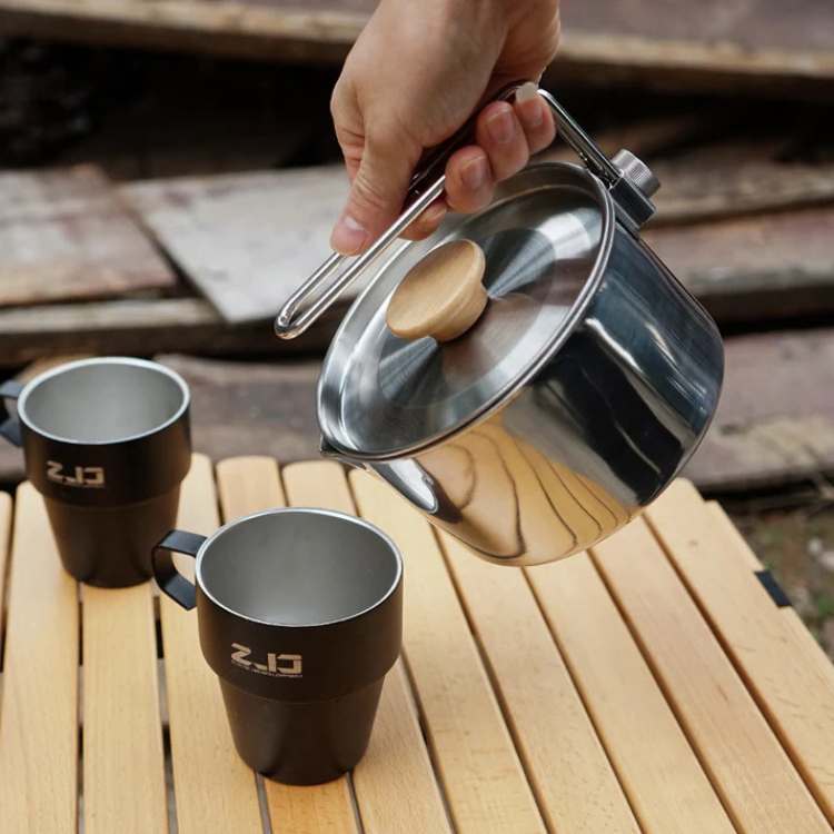Chaleira em aço inoxidável para campismo – design resistente - Esilora