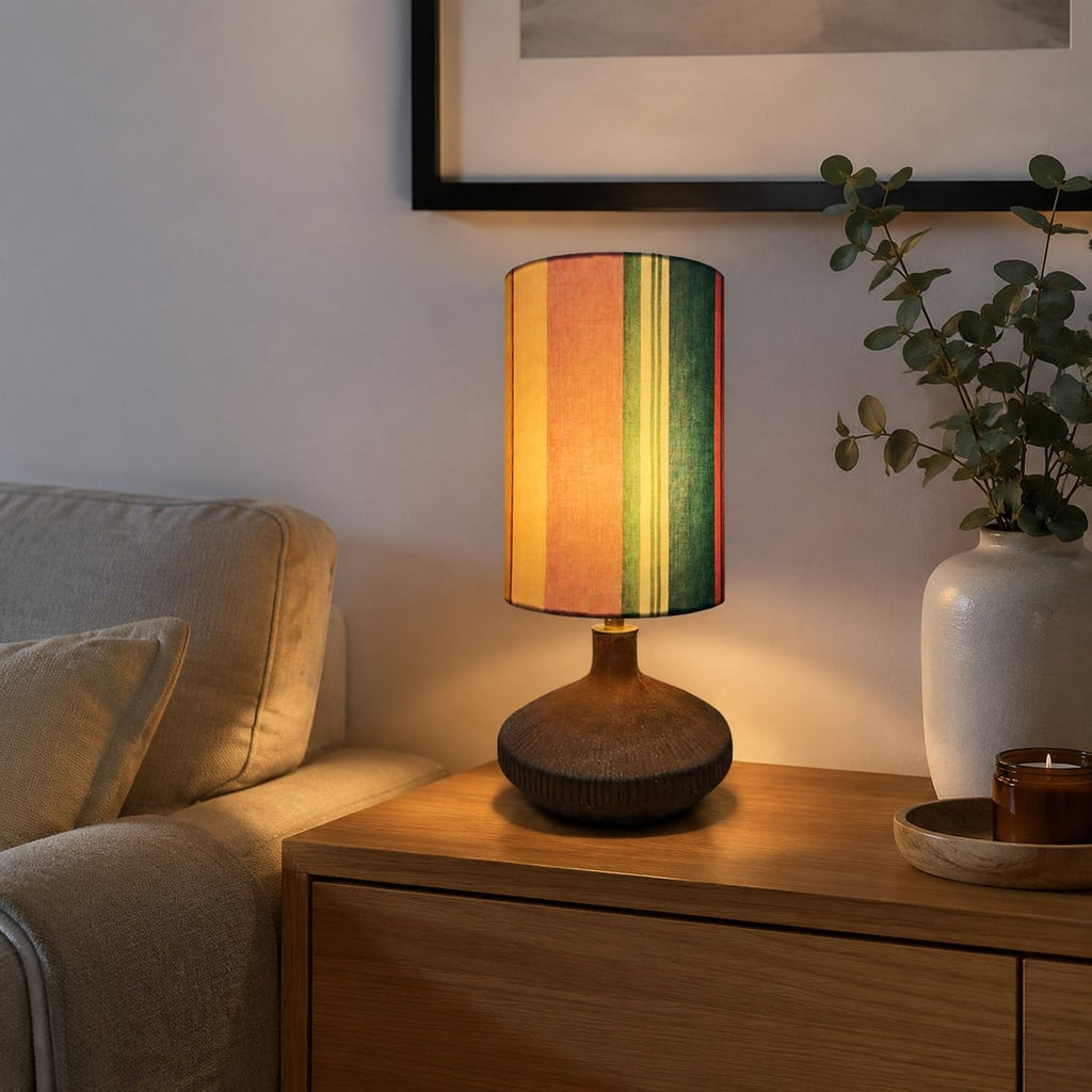 Liberty-Style Fabric Shade Ceramic Table Lamp for Bedside Ambient Lighting | Esilora