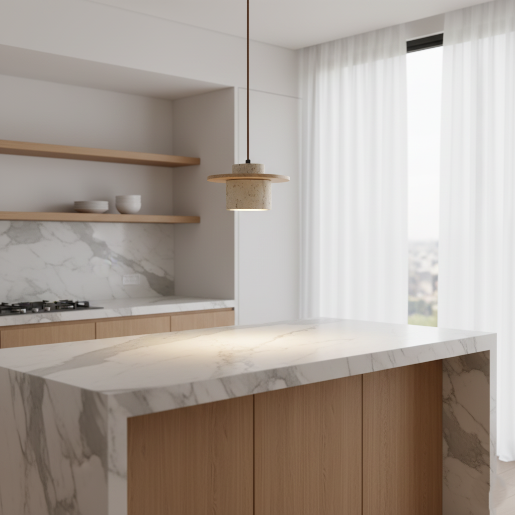 Japanese Style Vintage Travertine Pendant Light | Esilora