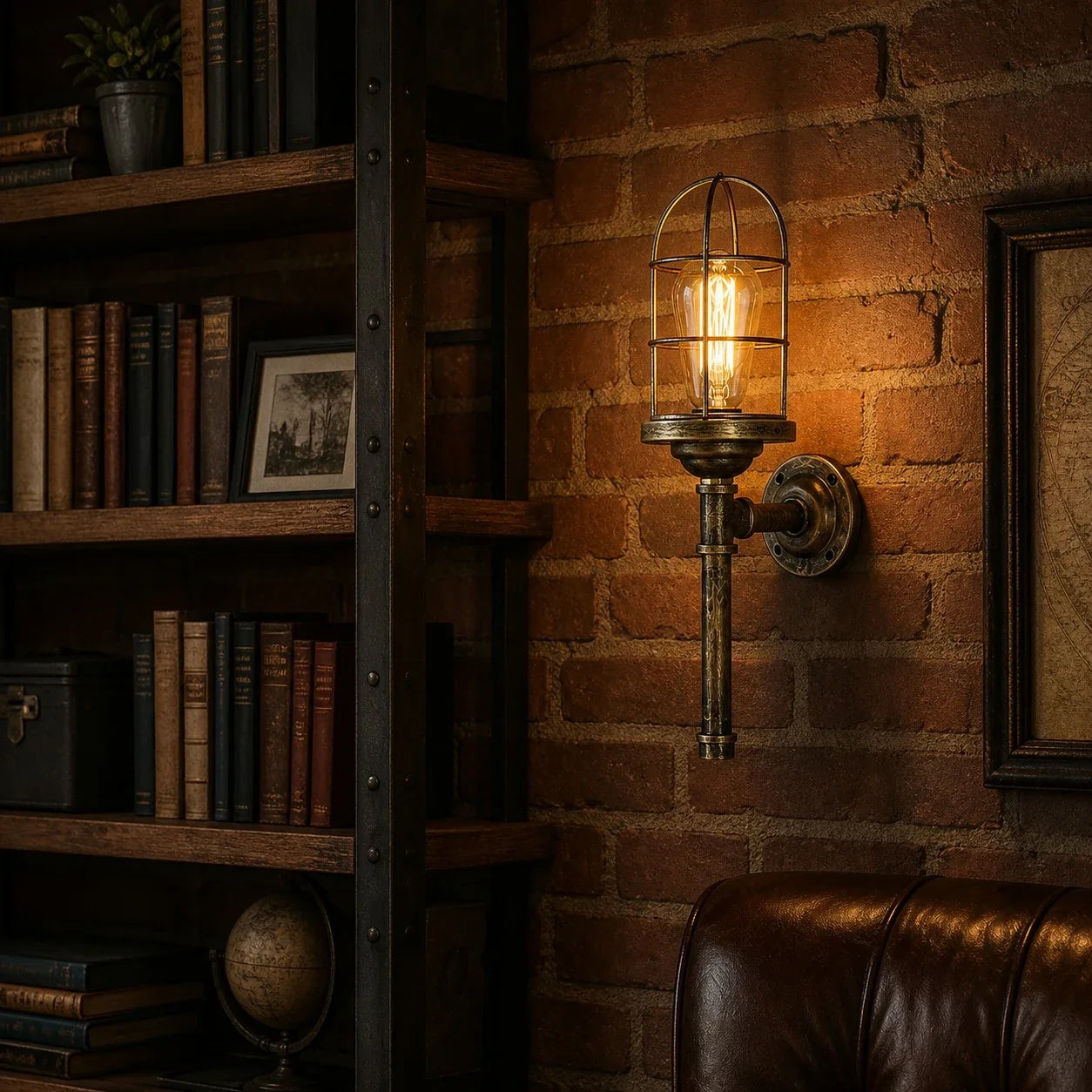 Industrial Cage Wall Sconce Light, Vintage Metal Wall Fixture for Hallways, Vanity, Bar and Bedroom | Esilora