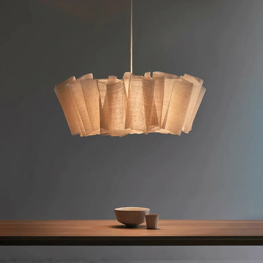 Oslan Pleated Fabric Pendant – Nordic Minimal Style Lighting for Dining Room | Esilora
