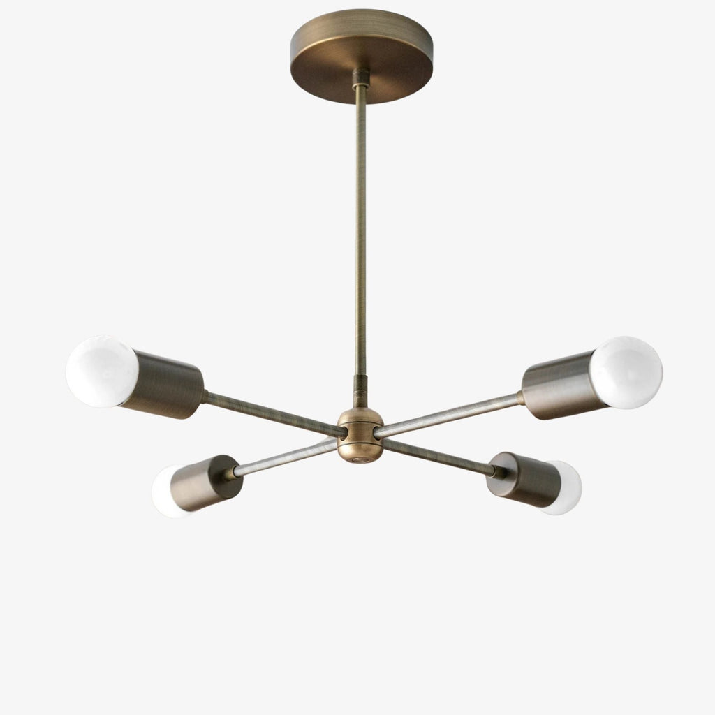 Mobilux Line Mid-Century Gold Sputnik Kronleuchter – Halbeinbau geometrische Messingleuchte | Esilora