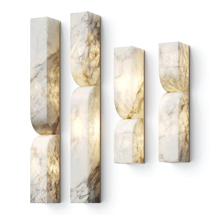 Moderne rechteckige Alabaster-Wandleuchte – Minimalistische Leuchte für Schlafzimmer Flur Wohnzimmer | Esilora