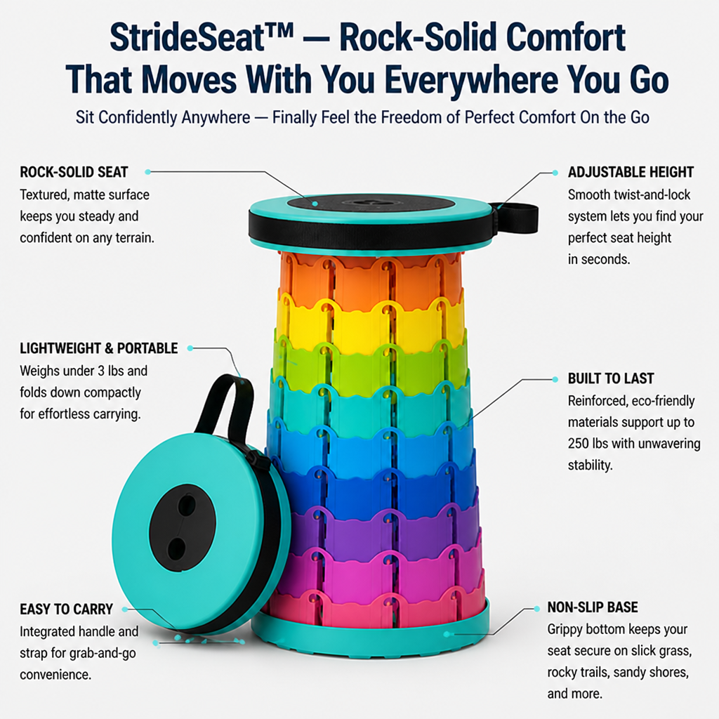 StrideSeat — Comfort solidissimo che si muove con te ovunque tu vada - Esilora