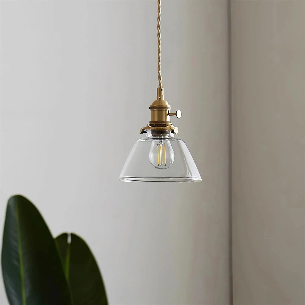 Candeeiro suspenso vintage Jasmine em latão e vidro | Esilora