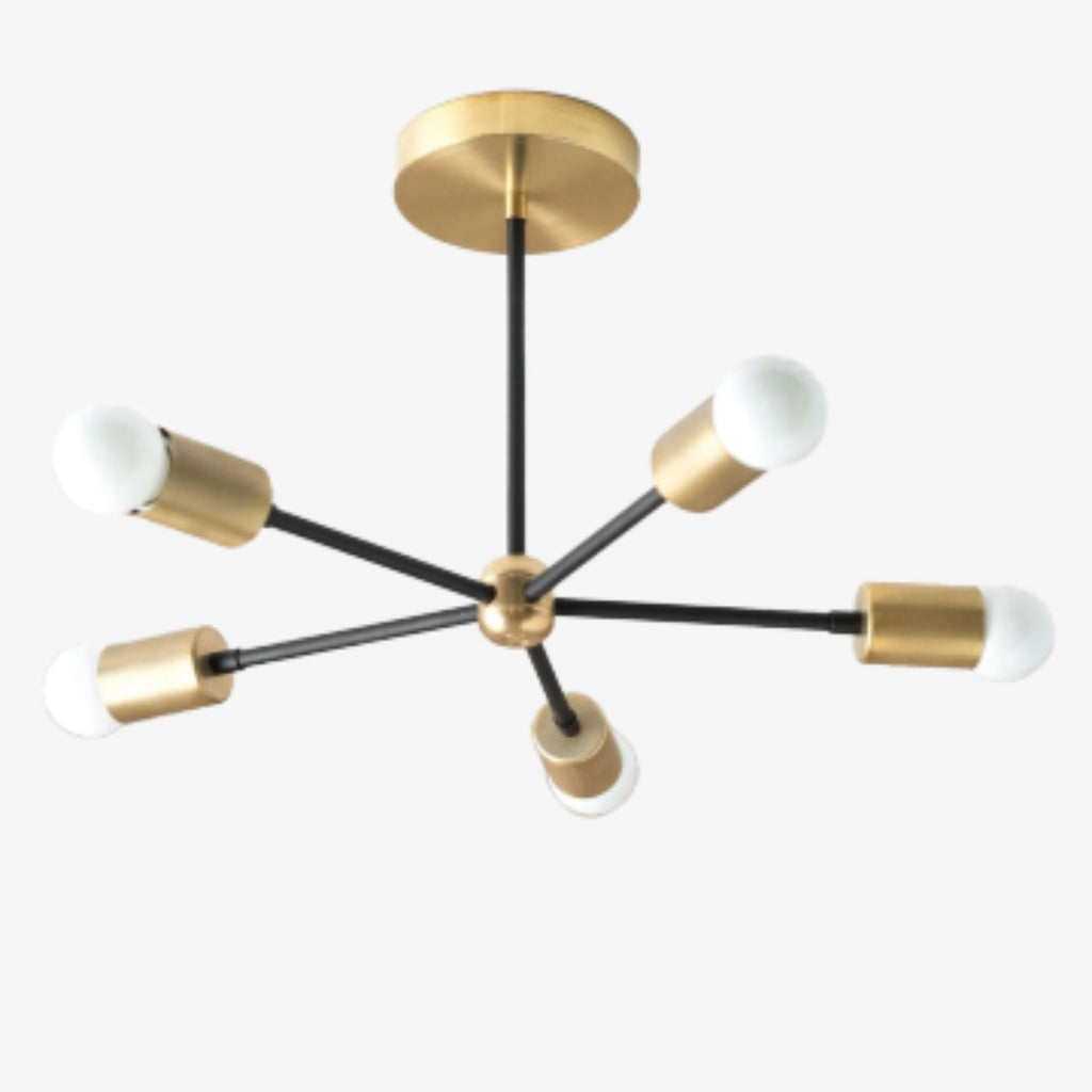 Mobilux Line Mid-Century Gold Sputnik Kronleuchter – Halbeinbau geometrische Messingleuchte | Esilora
