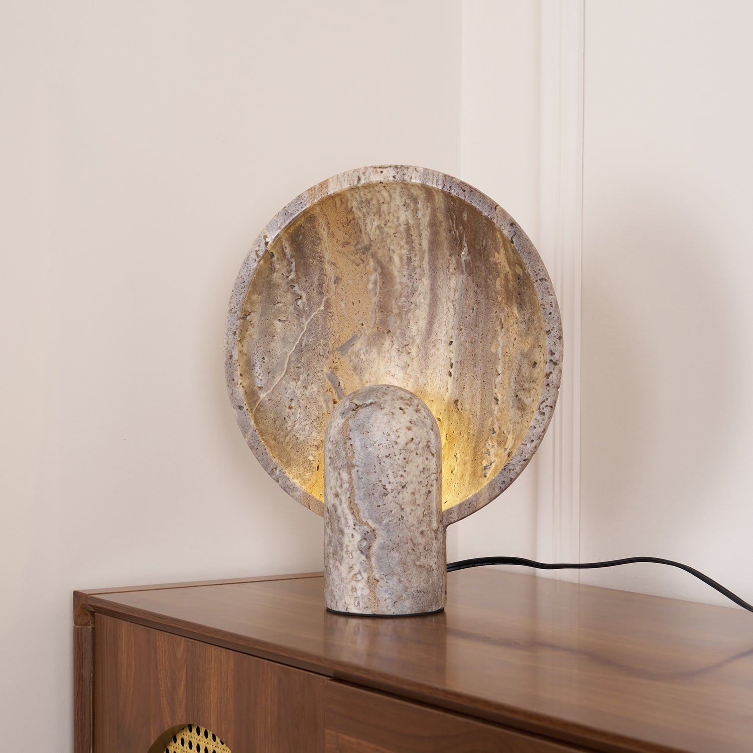 Wabi-sabi Stil Eclipse Stein-Travertin-Tischlampe M03 | Esilora