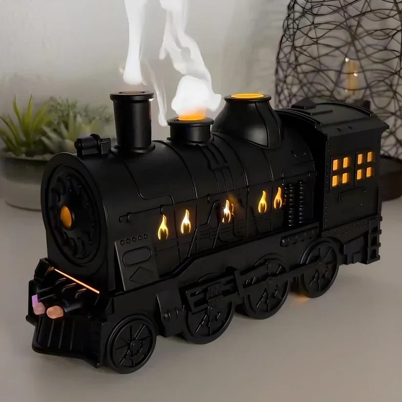 LED-luftfuktare som ånglok - vintage dekorativ ångdiffusor