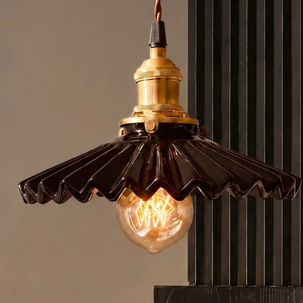 Pleated Ceramic Pendant Light | Esilora