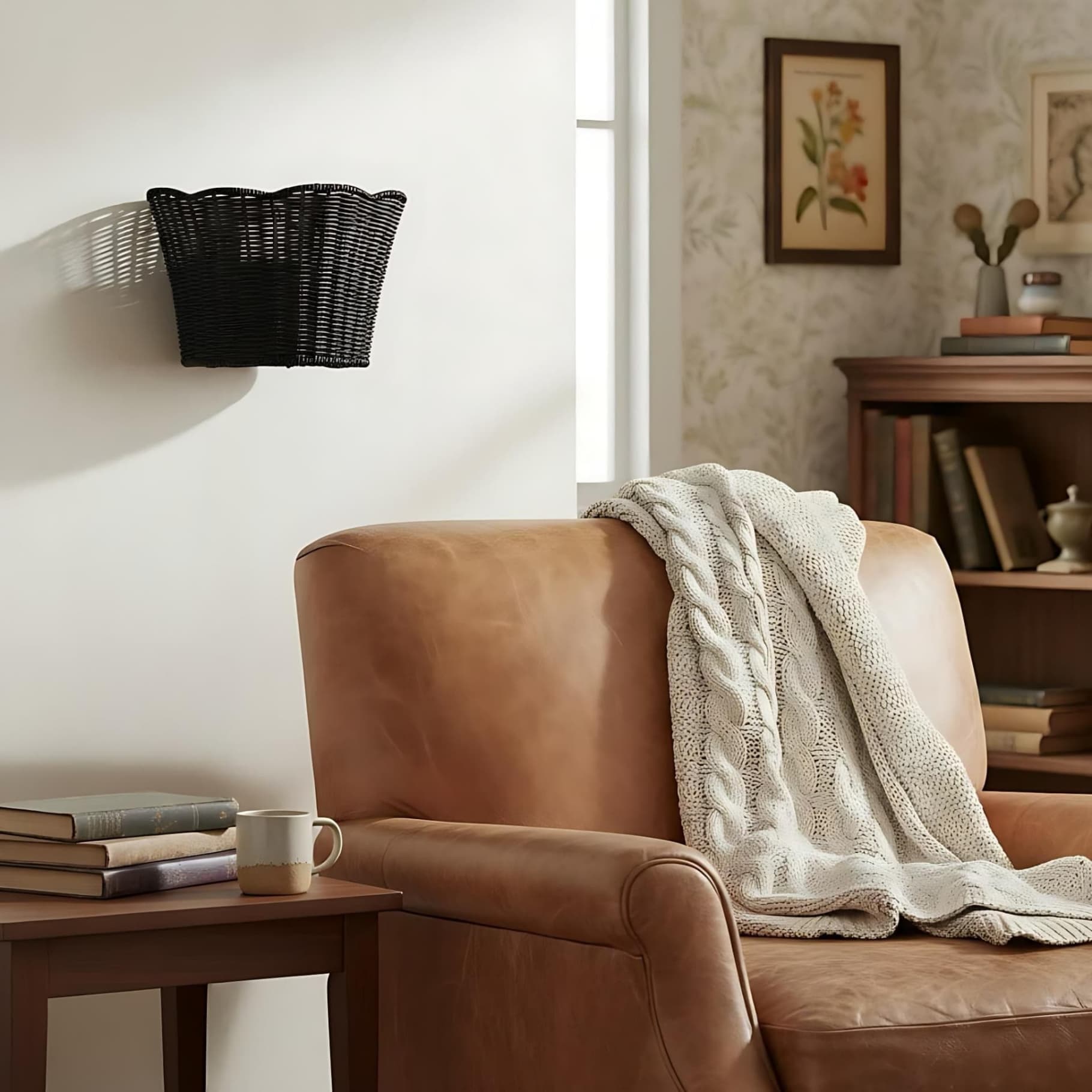 Wickara Geflochtene Wandlampe – Wellenförmiger Korbschirm Wandlicht für Schlafzimmer | Esilora