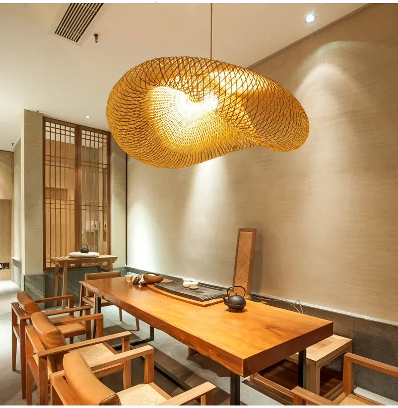 Aira Handwoven Natural Bamboo Pendant Light | Esilora