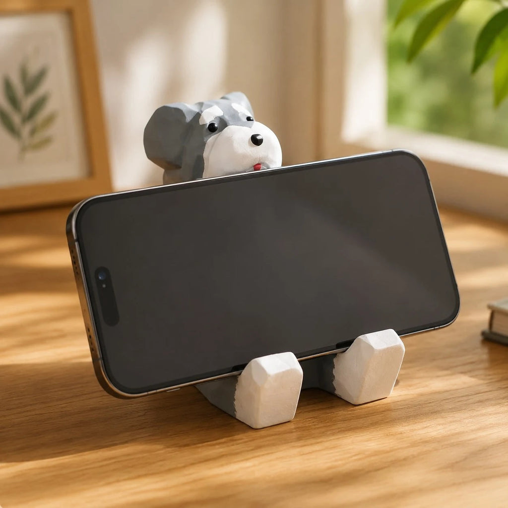 Support de téléphone en bois sculpté à la main représentant un animal | Esilora