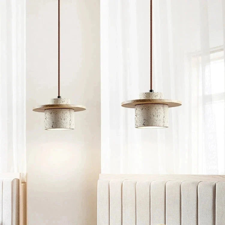 Japanese Style Vintage Travertine Pendant Light | Esilora