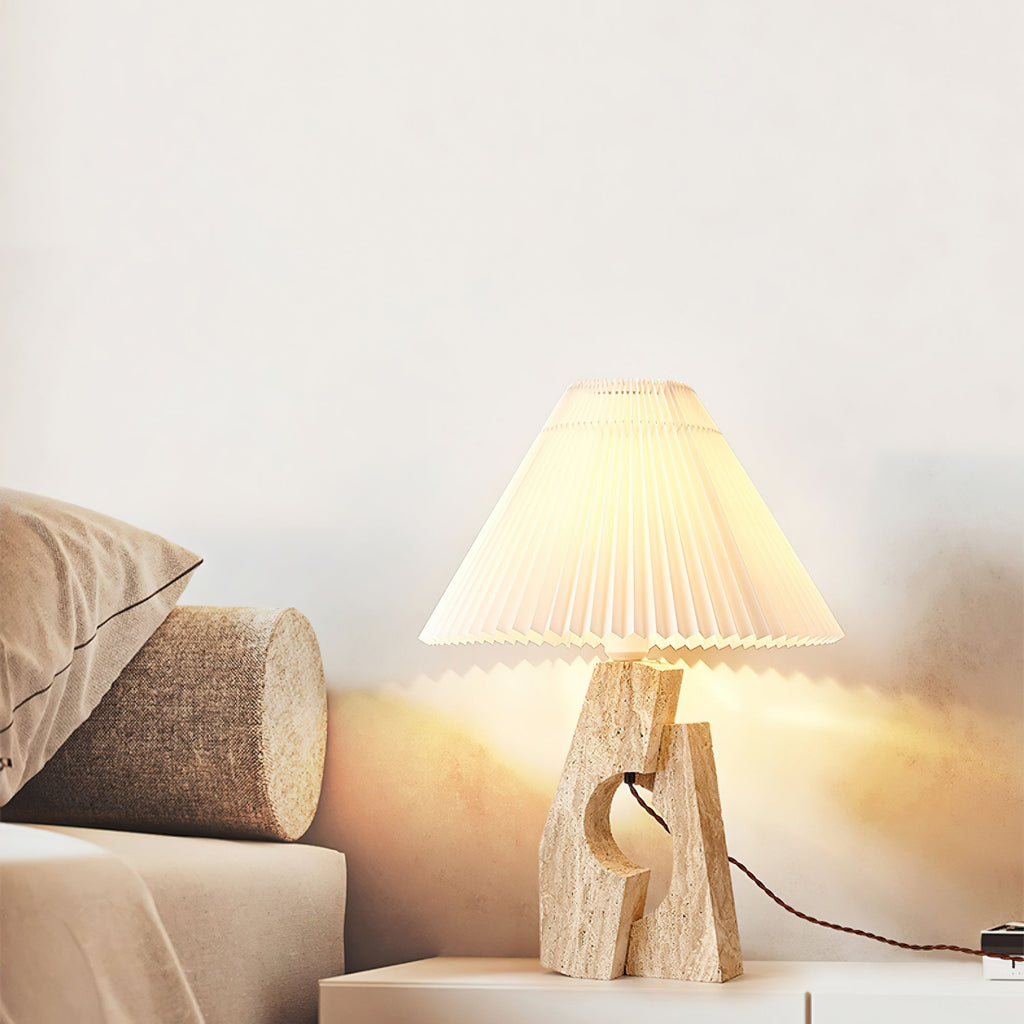 Moderne künstlerische Steinsäulen-Tischlampe Travertin M05 | Esilora